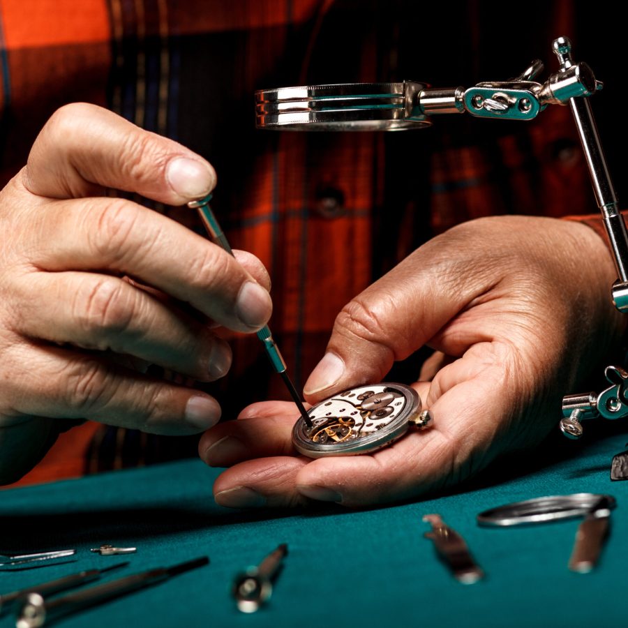 Senior,Watchmaker,Repairing,An,Old,Pocket,Watch